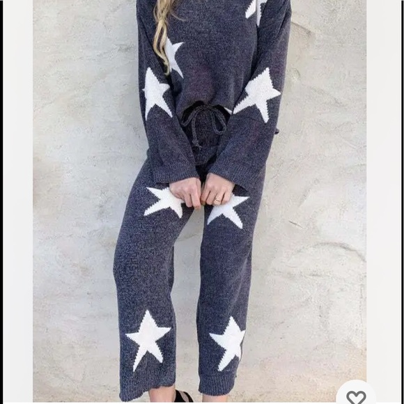 Amoli Pants - Amoli Sweat Pants Sweats Star Printed Knit Loungewear Comfy Soft Sweater M/L